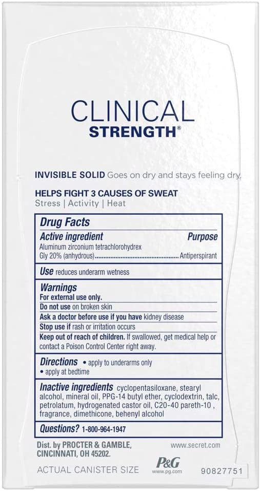 Secret Clinical Strength Invisible Solid Women s Antiperspirant & Deodorant Completely Clean Scent, 1.6 Fluid Ounce by Secret Embalaje Deteriorado (Cad: 31 10 2025) For Discount